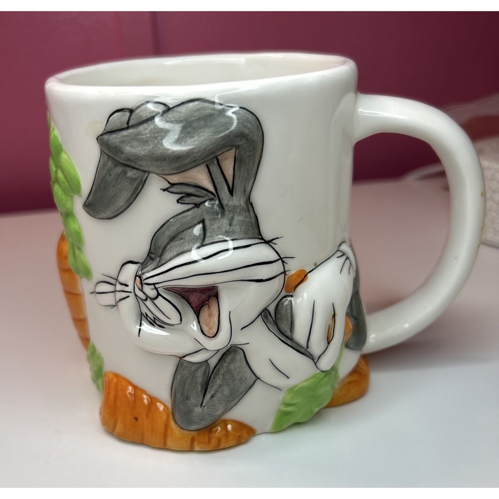 Vintage 1998 Gibson Looney Tunes Bugs Bunny 3D Body Ceramic Coffee Mug Cup EUC